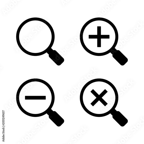 Search and Zoom Magnifying Glass Icon Set