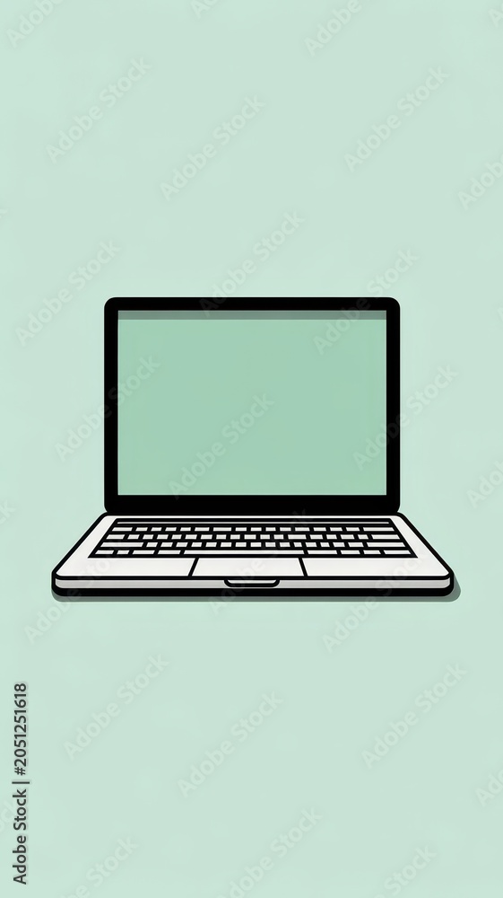 Fototapeta premium Laptop displays vibrant green screen for digital work portable computer shows solid green display ideal for overlays