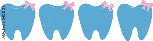 Obraz na plátně Vector set of beautiful cartoon tooth artwork