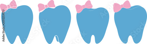 Fotografía Vector set of modern cartoon tooth illustrations