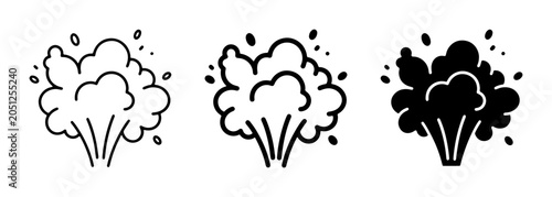 Εκτύπωση καμβά Steam Cloud Icons, Smoke Puffs, Vapor Wisps, Breath Exhale, Fog Blasts, Abstract