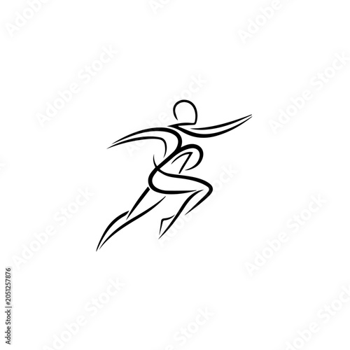 A dynamic person runs swiftly with arms outstretched in a natural landscape.