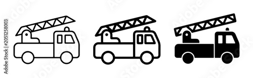 Photos Fire Truck Icons, Ladder Truck Vector Set, Emergency Vehicle Graphics