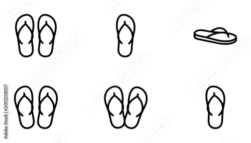 Photos Flip Flop Icons Set, Summer Footwear Vector Graphics, Beach Sandals Collection,