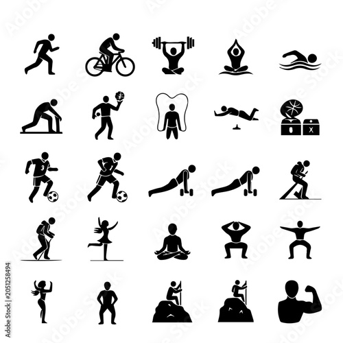 People are engaged in various sports and fitness activities.