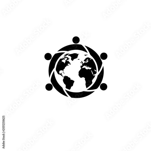The globe illustration shows Earth from space surrounded by orbiting lines and dots.