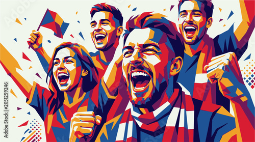 Group of young adult sports fans.
