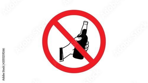 No Alcohol Prohibition Sign Animated Icon, No Alcohol stock video