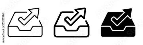 Inbox Outgoing Mail Icon Set, Email Sending Process, Communication Workflow Icons