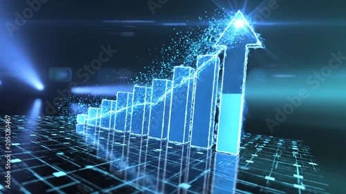 Growth Trend Charting Arrows Rising in Futuristic Data Visualization