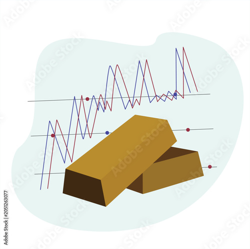 gold bars with golder arrows up 