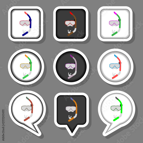 Set symbols for beautiful diving mask