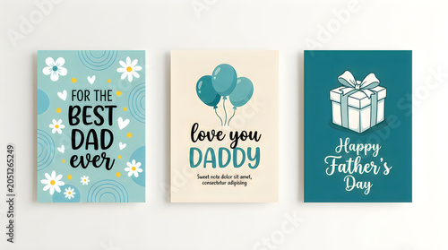 Happy father's day greeting cards set