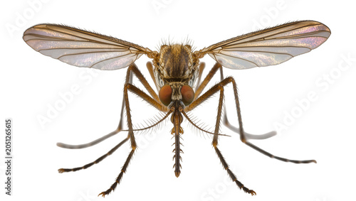Schilderij op canvas Close-up of a mosquito with translucent wings and orange eyes