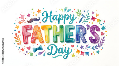 Happy colorful father's day greeting card design