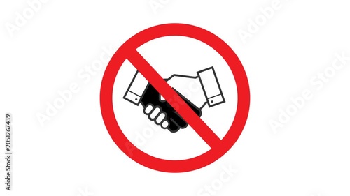 No Handshake Prohibition Sign Animated Icon, Animated prohibition sign featuring a handshake crossed by a red restriction symbol