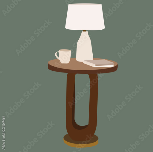 Side Table With Lamps and Glasses. glasses and lamps on the table