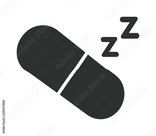 Schilderij op canvas Sleep aid capsule icon, dark gray sleeping pill vector, insomnia relief medicati