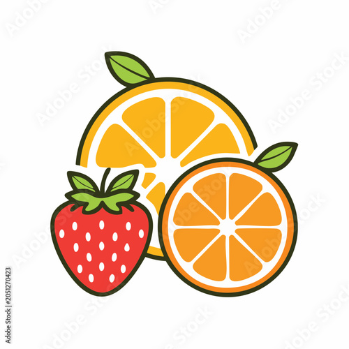 Strawberry and Orange Slices Illustration