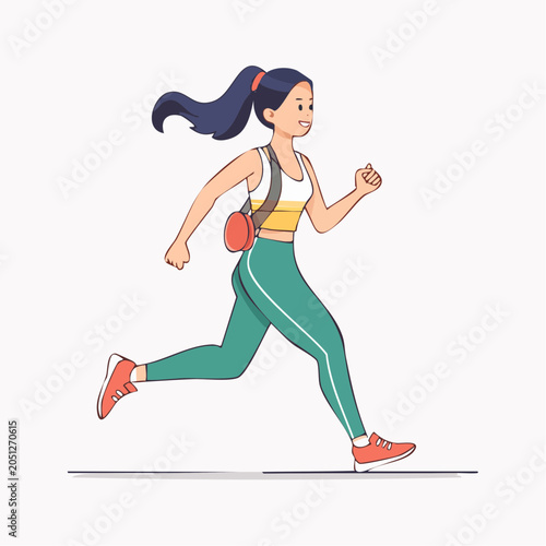 Woman Jogging with a Small Bag