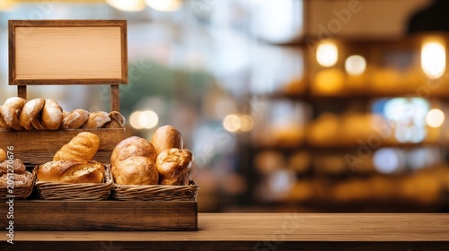bakery display with fresh bread and pastries