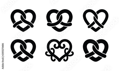 Fotografia Set of heart shaped pretzel icons