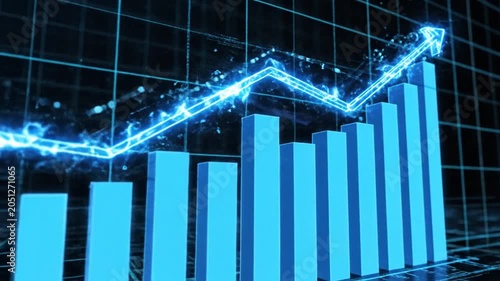 Economic Growth Visualizing Bar Chart Rise in Global Market Trends