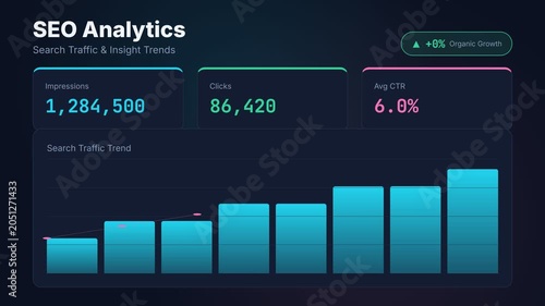 SEO Analytics Dashboard Motion Graphic with Increasing Bar Chart Data