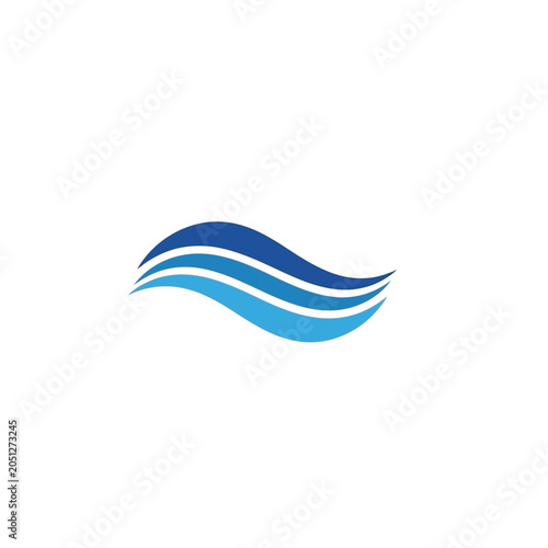 Abstract blue wave logo symbol representing fluid motion and digital flow