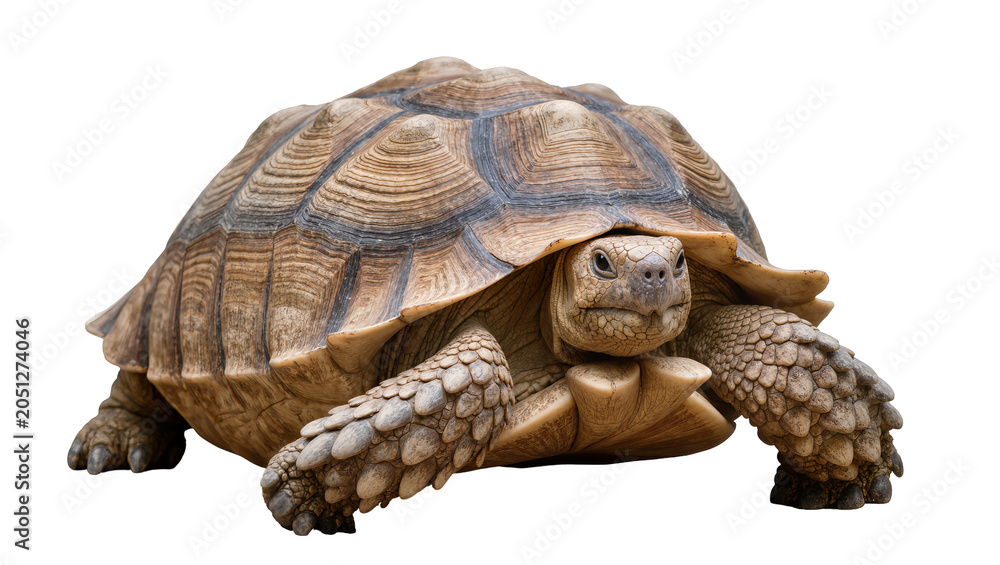 Obraz premium African Spurred Tortoise with textured shell and scaly legs