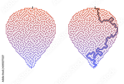 Hot Air Balloon Maze for Kids – Easy Labyrinth Puzzle with Answers on White Background