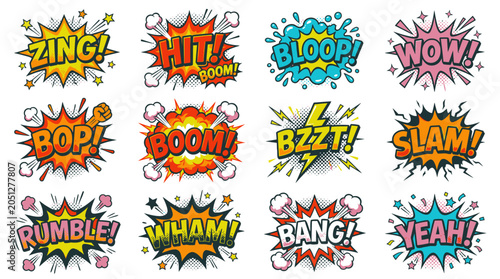 Vibrant Multi-Color Comic Action Sound Effect Collection