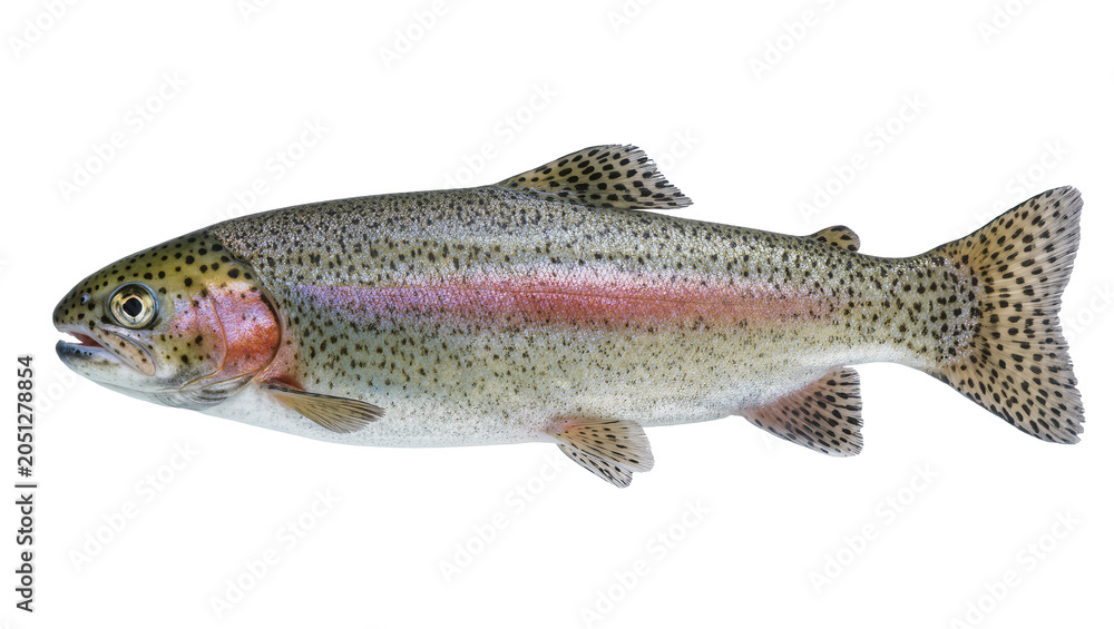 Obraz premium Rainbow trout fish with pink stripe and black spots