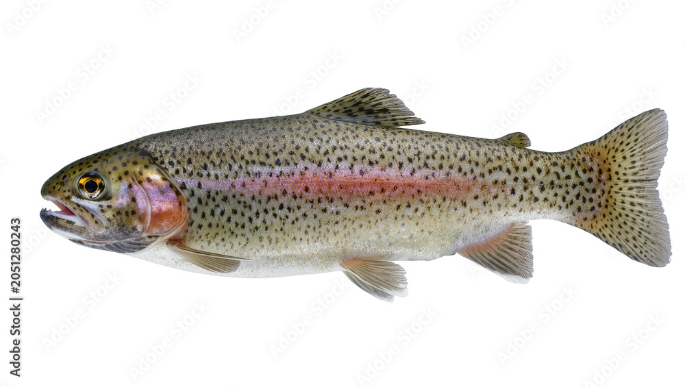 Obraz premium Rainbow trout fish with pink stripe and black spots