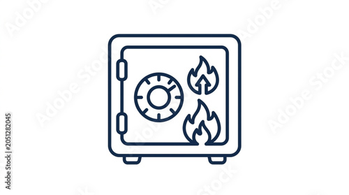 Photos Fireproof safe with dial and flames icon.