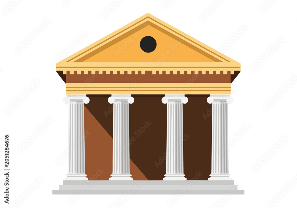 Fototapeta premium Classic Greek Temple Architecture Vector Illustration of a Historical Monument Building Design