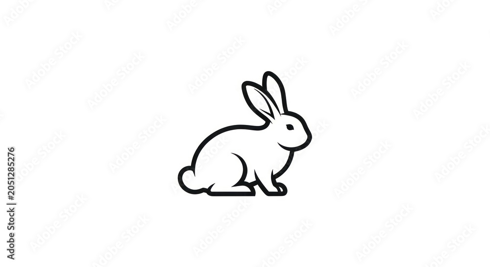 Fototapeta premium Simple black line drawing rabbit.