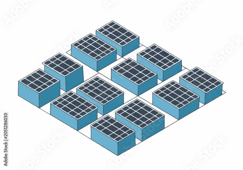 Fotografija Array of Solar Panels Generating Clean Energy.
