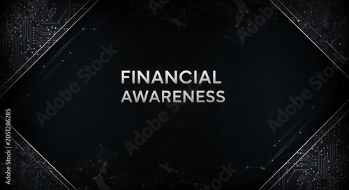 Financial Awareness Digital Concept with Dark Geometric Background