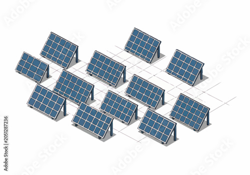 фотографія Array of Solar Panels Generating Clean Energy.