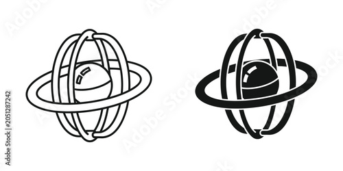 Cuadro en lienzo Gyroscopic Stabilizer sphere in orbital rings on white background with copy spac