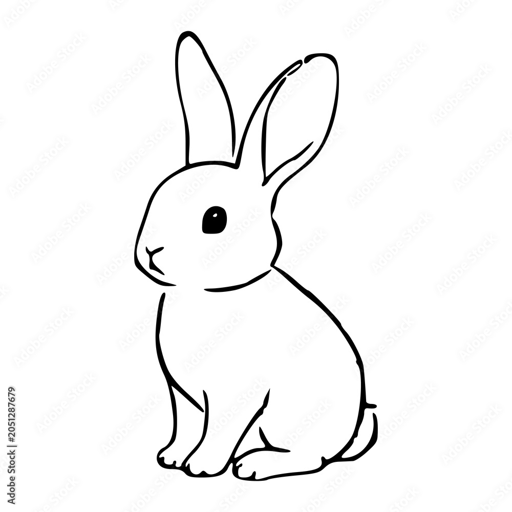 Obraz premium minimalist sketch of a small bunny for nature and animal concept