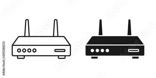 Wireless router in flat design with clean lines against a white background for technology concepts