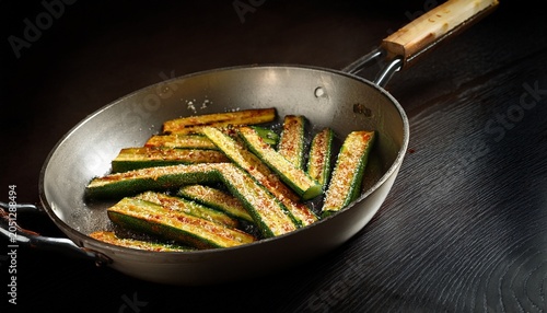 Fried Zucchini Sticks In A Pan