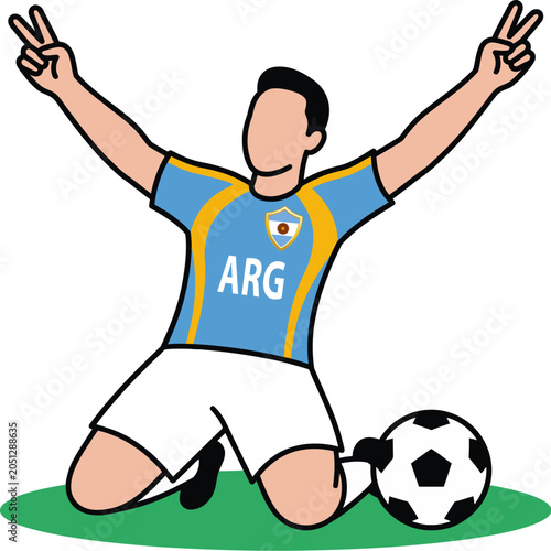 Canvas-taulu Celebrating Argentina Soccer Player Vector Illustration