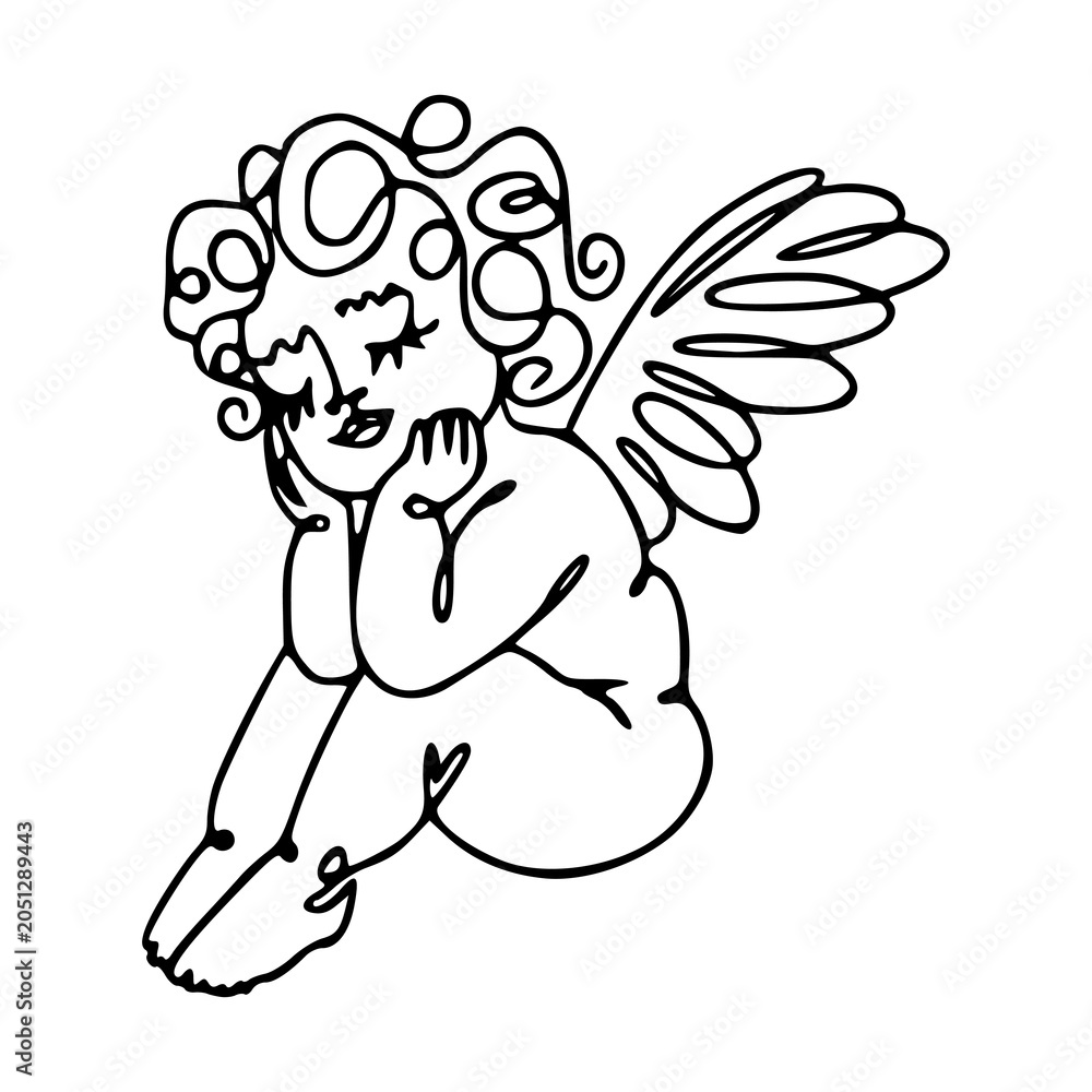 Naklejka premium scribble drawing of a cute cherub for love and spiritual concept