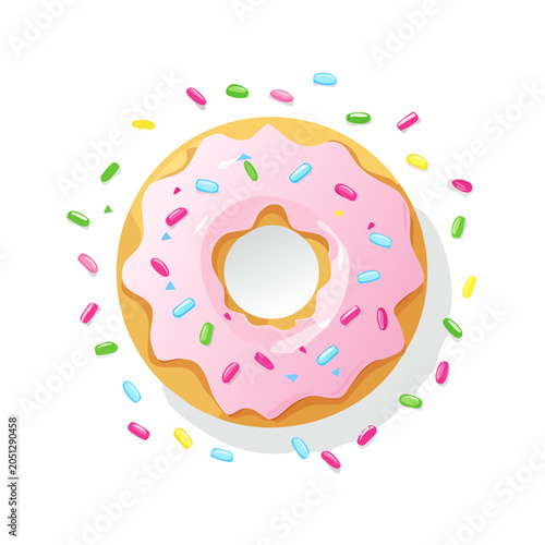Pink Frosted Donut with Sprinkles - A Delicious Sweet Treat for Everyone