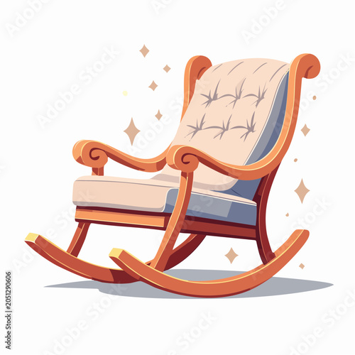 Charming Vintage Rocking Chair Illustration Evoking Comfort and Nostalgia in a Serene Home Setting