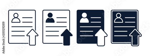 Send CV Document Icon with Upload Arrow Symbol. Resume Submission and Recruitment. Vector Illustration