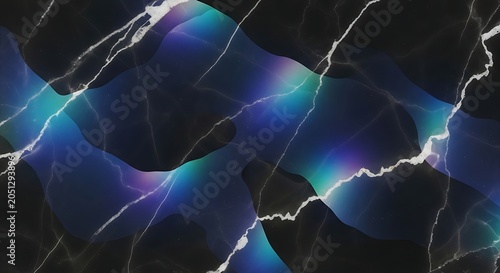 Colorful Abstract Light Waves Across Dark Marble Texture